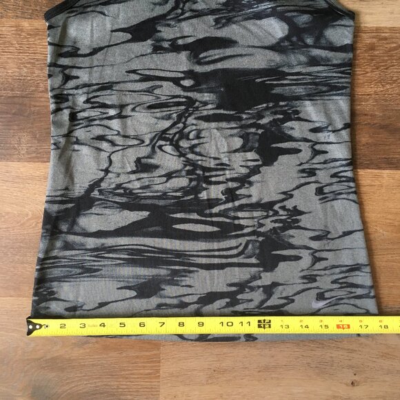 Nike DriFit Tank Top Small Green Black Racerback Graphic Marbled Print Running - Picture 6 of 9